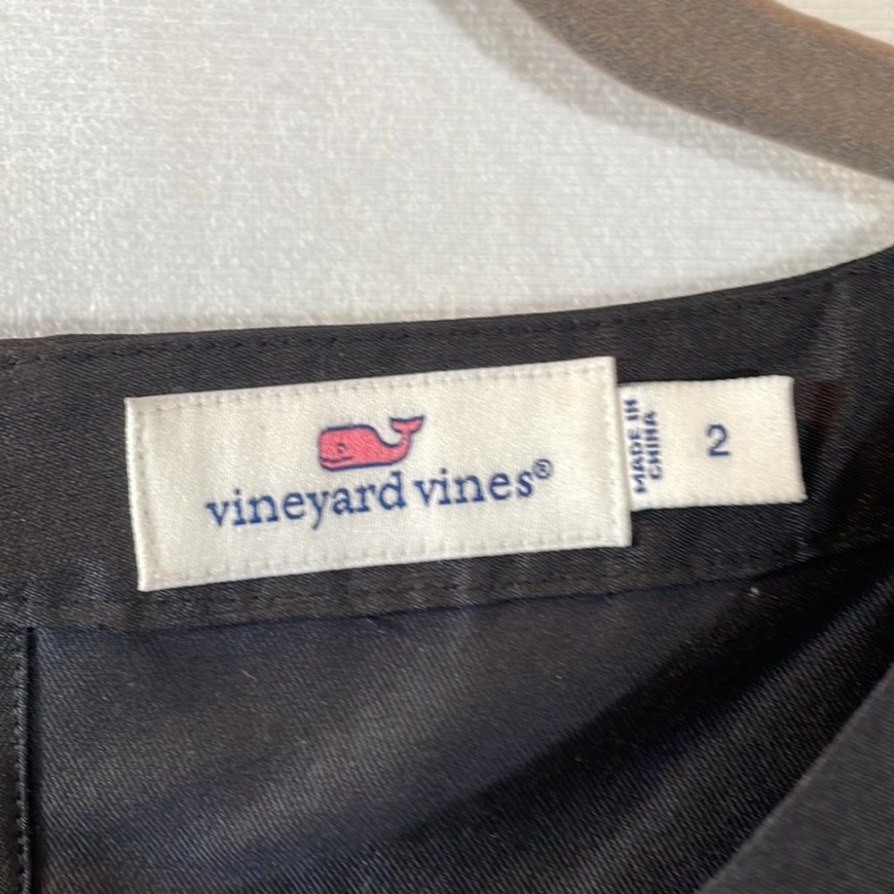 Vineyard Vines Top Size 2 Black with Rhinestone button at back of Neck. Dressy - Picture 2 of 12